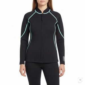 Lemorecn Women's 2mm Neoprene Long Sleeve Wetsuit Top with Front Zip size XL